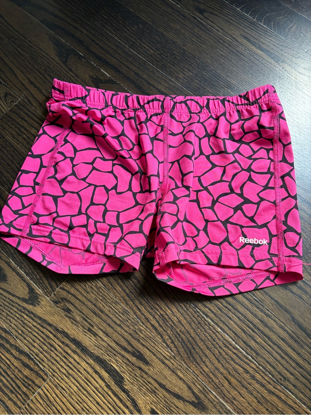 Reebok Hot Pink and Black Patterned Athletic Shorts